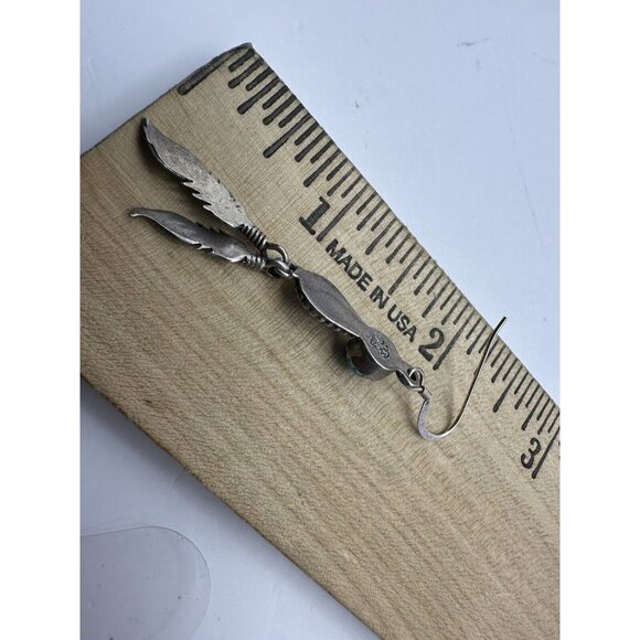 Running Bear Shop Native American 925 Sterling Silver Turquoise Feather Earrings - Picture 6 of 6